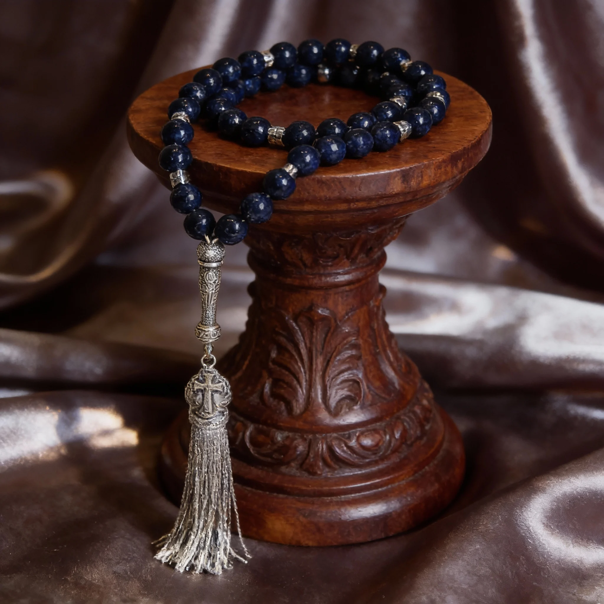 Natural Dark Blue Agate Misbaha